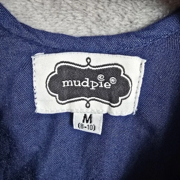 Mud Pie Women Navy Blue Halter Dress Macrame Fringe Hem Boho Summer Size M 8-10 - Picture 7 of 13